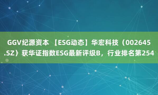 GGV纪源资本 【ESG动态】华宏科技（002645.SZ）获华证指数ESG最新评级B，行业排名第254