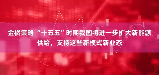 金橘策略 “十五五”时期我国将进一步扩大新能源供给，支持这些新模式新业态